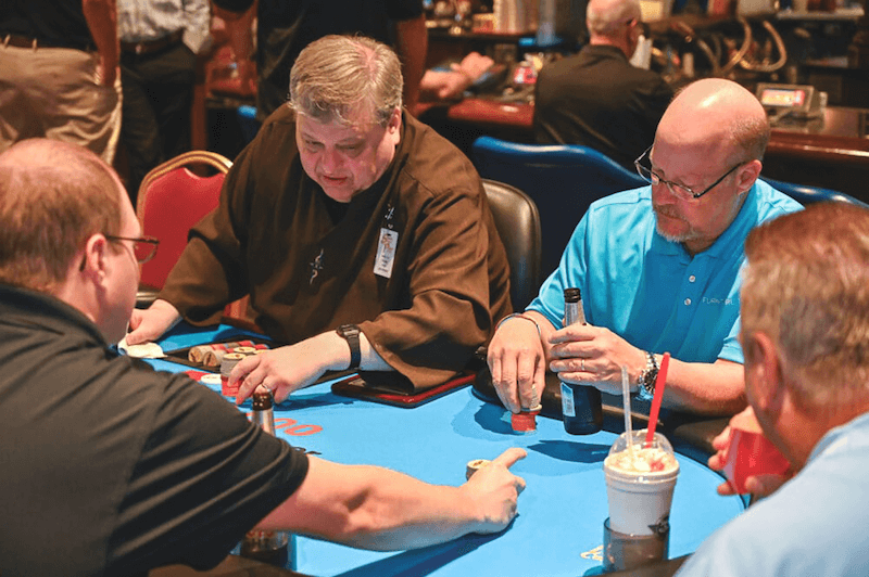 The annual Ante4autism poker tournament now draws 150 participants. These players were part of the 2023 event.